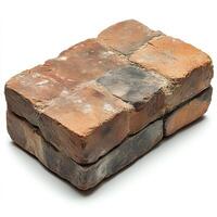 detailed red brick isolated placed on a plain white background with a shadow highlighting its textured surface and durability perfect for construction or industrial work themes photo