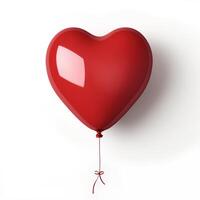 balloon in the shape of a heart isolated on a plain white background with a gentle shadow perfect for expressing love and romance in Valentines Day designs and promotions photo
