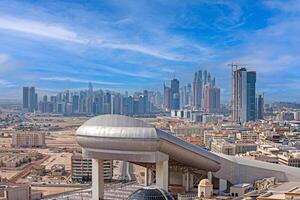 City skyline of Dubai in 2011 with skyscrapers and urban architecture photo