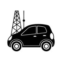 Electric car connected to advanced smart grid system vector