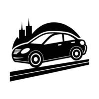 Electric car driving on highway at high speed vector