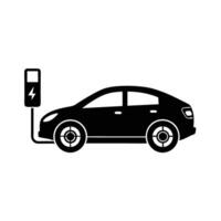 Electric car showcasing charging animation in sleek silhouette vector
