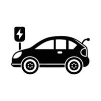Electric car with visible charging symbols design vector
