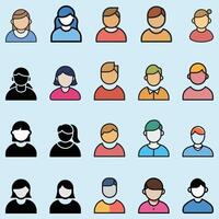 Flat User Profile Icons Featuring Diverse Styles with Vibrant Colors and Minimalist Design vector