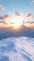 Breathtaking snowy mountains at sunrise with vibrant colors and serene atmosphere. photo