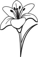 Floral Silhouette Coloring Page with Solid White Backdrop vector