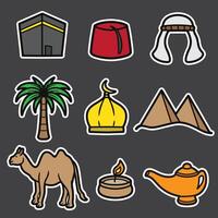 set of arab good for sticker, element design, badge, icon, print design etc vector