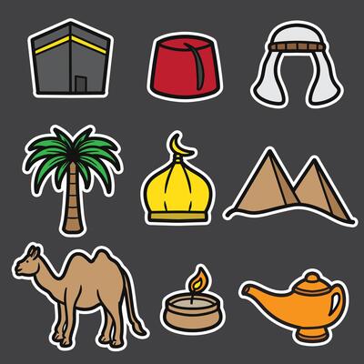 set of arab good for sticker, element design, badge, icon, print design etc