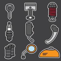 set of spare part motorcycle good for sticker, element design, badge, print design, etc vector