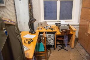 Vilnius, Lithuania - 30th november, 2024- special room with vintage spying listening technology. The Museum of Occupations and Freedom Fights in Vilnius. Soviet occupation of Lithuania photo