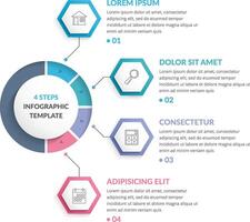 Infographic template with four steps or options, workflow or process diagram vector