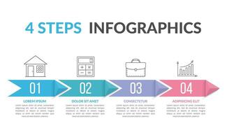 Infographic template with four steps with arrows vector