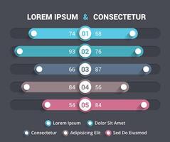 Comparison chart with five elements on dark background vector