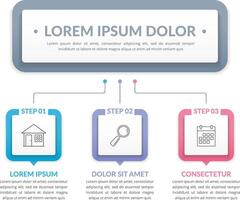 Infographic template with main title and 3 steps or options, workflow, process chart vector
