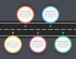 Road infographic with five pointers with place for your text vector
