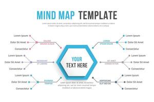 Mind map template with hexagon in the center vector