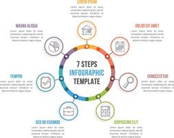 Circle infographic template with seven colorful circles vector