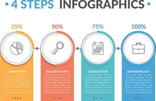 Infographic template with four round progress indicators, workflow, process chart vector