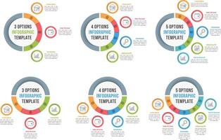 Circle infographic templates with three, four and five steps vector