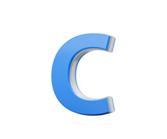 Blue Capital Letter C Gleams With Its Sleek Modern Design Bold Font With Sharp Edges 3D Illustration png