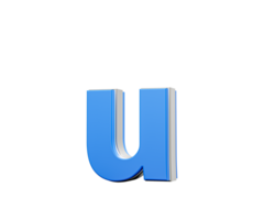 Blue Small Letter u Alphabet u Gleams With Its Sleek Modern Design With Sharp Edges 3D Illustration png