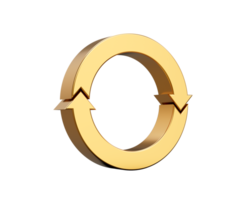Golden Rounded Clockwise Arrow Loop Symbolizes Recycling And Continuous Rotation 3D Illustration png