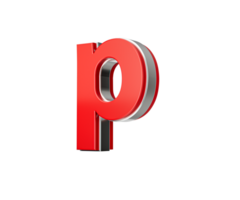 Vibrant Red Small Letter p Gleams With Its Sleek Metallic Design With Sharp Edges 3D Illustration png