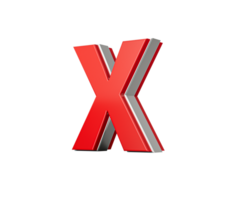 Vibrant Red Capital Letter X Gleams With Its Sleek Design Bold Font With Sharp Edges 3D Illustration png