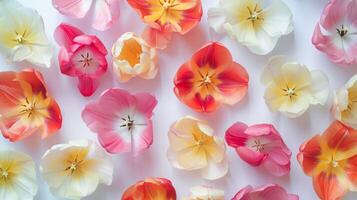 Top view spring flowers background, mother day background, blank space, art photo