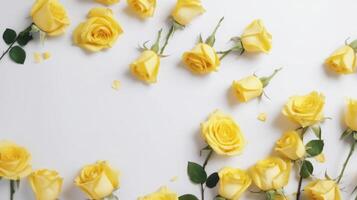 Top view spring flowers background, mother day background, blank space, rose photo