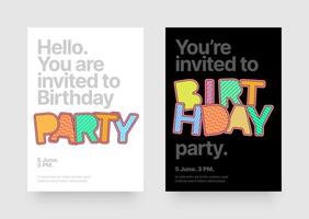 Design with colorful eye catching typography for your flyer, poster, cover, brochure or banner. Birthday party invitation layout template. vector