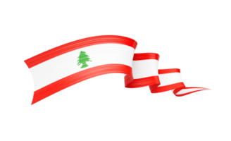 3d Flag Of Lebanon 3d Shiny Waving Twisted Ribbon Flag Isolated On White Background 3d Illustration png