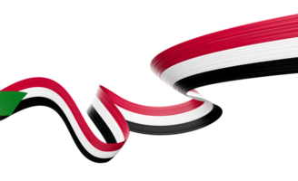 3d Flag Of Sudan 3d Shiny Waving Sudan Ribbon Flag On White Background 3d Illustration png