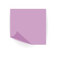 Realistic sticky note with shadow. Violet sticker paper for your message and reminder. Lilac illustration isolated on white background vector