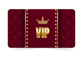 Prestige golden VIP access card layout with diamonds and crown. Red leather background. illustration on transparent background vector