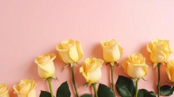 Top view spring flowers background, mother day background, blank space, card photo
