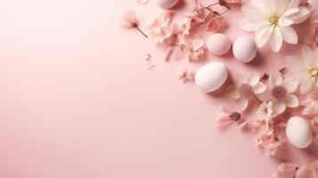 Top view spring flowers background, mother day background, blank space, easter photo
