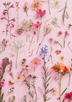 Top view spring flowers background, mother day background, art photo