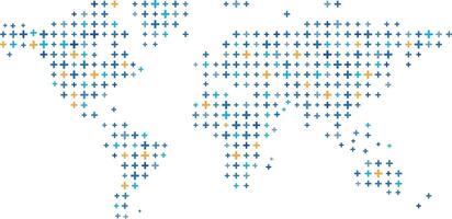 Map of the world with pattern of cross icon dots vector