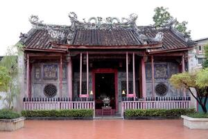 Ancient shrine chinese style beside Chao phraya river in Bangkok in Thailand. photo