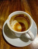 Espresso is coffee produced by brewing coffee at high pressure and temperature, resulting in a thick coffee extract. Coffee is finished. photo
