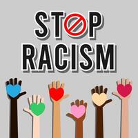 Stop racism sign with hands of different races vector