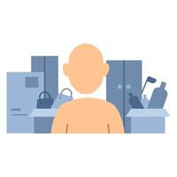 A man having hoarding disorder vector