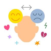 A head with two symbol emotion to represent bipolar disorder vector