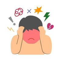 A person holding their head with both hands, suggesting feelings of stress or frustration. vector