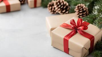 copy space with Christmas decorations photo