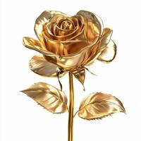 Gold Flower Rose isolated on white background. Rose 3d Multicolored Chameleon color. Collection of decorative design elements. luxury buds flat lay photo