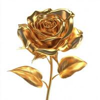 A Gold Flower Rose isolated on white background. Rose 3d Multicolored Chameleon color. Collection of decorative design elements. luxury buds flat lay photo