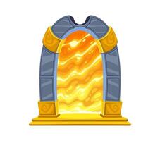 Fantasy game magic portal door, witchcraft game vector