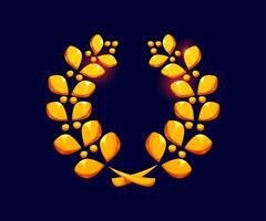 Golden laurel wreath icon or badge, game asset vector